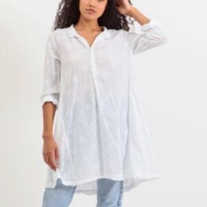 FREE PEOPLE X CP SHADES Cotton Lotus Flower Embroidered Tunic
